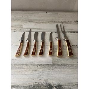 VTG REGENT SHEFFIELD STAINLESS  CARVING FORK AND KNIFE SET MADE IN ENGLAND